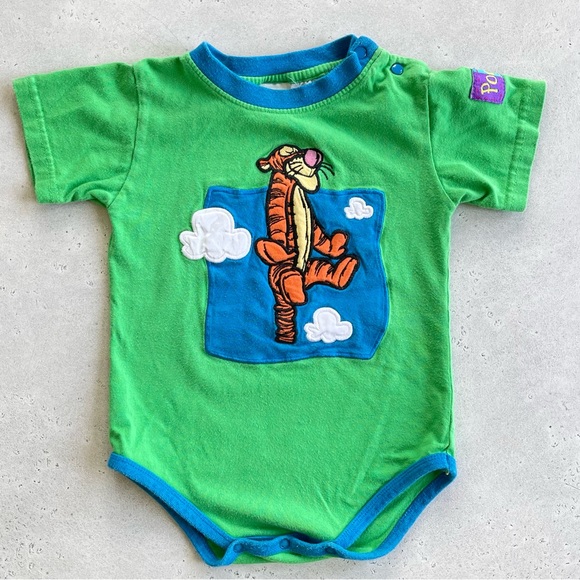 Disney Other - Vintage Disney Winnie The Pooh Embroidered Tigger Green & Blue One Piece 18M